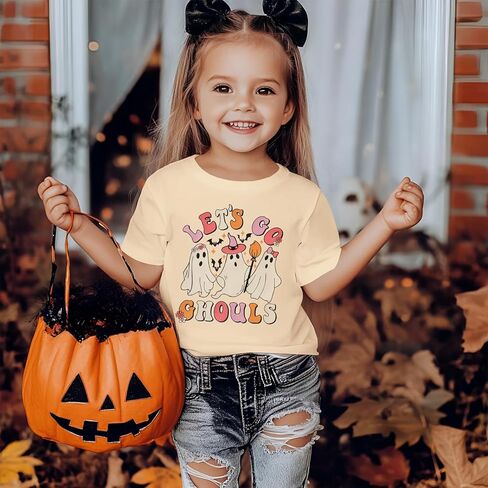 Kekemi Toddler Baby Girls قميص هالوين دعنا نذهب إلى غولز تي شيرت شبح الزي spooky الزي لطيف السقوط السقوط القمصان القمامة in Kuwait