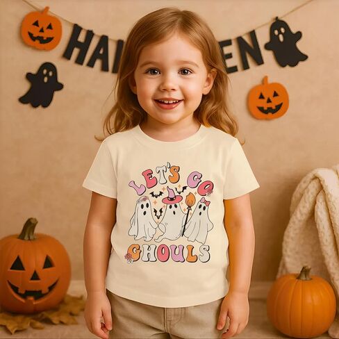 Kekemi Toddler Baby Girls قميص هالوين دعنا نذهب إلى غولز تي شيرت شبح الزي spooky الزي لطيف السقوط السقوط القمصان القمامة in Kuwait