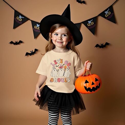 Kekemi Toddler Baby Girls قميص هالوين دعنا نذهب إلى غولز تي شيرت شبح الزي spooky الزي لطيف السقوط السقوط القمصان القمامة in Kuwait