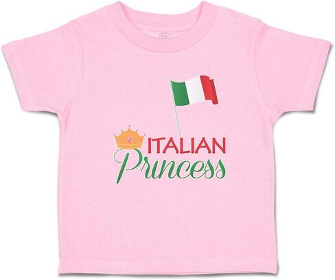 أعلام Toddler T-Shirt الأميرة الإيطالية مع العلم الوطني و Crown Crown Crown Boy & Girl Clother Country Baby Funny Tee Soft Pink Design فقط 24 شهرًا فقط in Kuwait