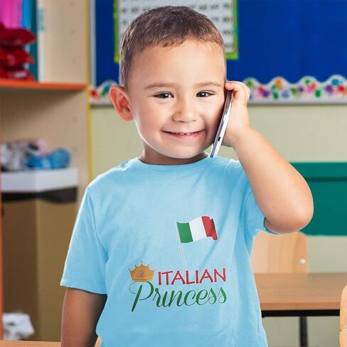 أعلام Toddler T-Shirt الأميرة الإيطالية مع العلم الوطني و Crown Crown Crown Boy & Girl Clother Country Baby Funny Tee Soft Pink Design فقط 24 شهرًا فقط in Kuwait