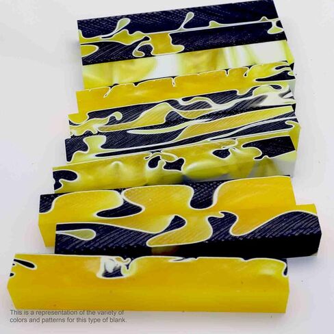 قلم أكريليك فارغ ، دوامة أصفر وسوداء ساطعة مع خطوط بيضاء ، 5 "× 3/4" × 3/4 "، 7 عبوة in Saudi Arabia