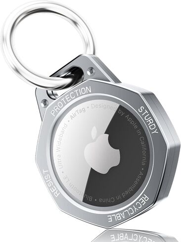 Tieuwant AirTag Holder Case- Aluminum Alloy Airtag Keychain (1st & 2nd Gen) for Keys, Bags, Luggages (Gunmetal Grey) in Kuwait