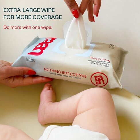 Raan ، 100 ٪ مناديل Cotton Baby & Toddler ، غير محسوس ، 99 ٪ من الماء النقي ، غير معقوف ، تم التحقق من EWG ، مصنوع من الجلد الحساس ، ناعم ودائم ، 4 حزمة ، 240 عدد in Saudi Arabia
