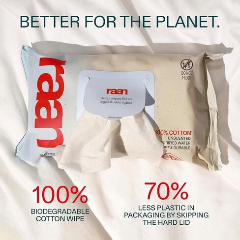Raan ، 100 ٪ مناديل Cotton Baby & Toddler ، غير محسوس ، 99 ٪ من الماء النقي ، غير معقوف ، تم التحقق من EWG ، مصنوع من الجلد الحساس ، ناعم ودائم ، 4 حزمة ، 240 عدد in Saudi Arabia