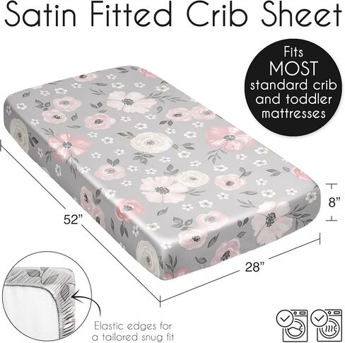 Sweet Jojo Designs Fitted Baby Satin Crib Sheets (Pink Bows) for Girls, Infant Nursery, Toddler Room - Standard Size (Blush and White Bow for The Ballerina, Ballet Dancer, Princess Collection) in Saudi Arabia