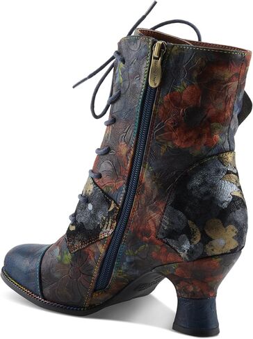 Spring Step L'Artiste Roselia-Flow Heeled Booties | Baroque-Inspired Leather Lace-Up Boots with 3D Rose Accent in Saudi Arabia