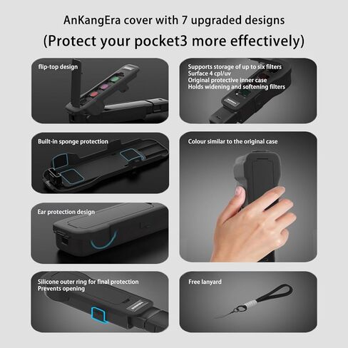 Osmo Pocket 3 Case with 4 Filter Storage, Shockproof Protective Cover for DJI Osmo Pocket 3 Accessories Gimbal & Screen Protector, Durable Pocket3 Case for DJI Osmo Pocket 3. in Saudi Arabia