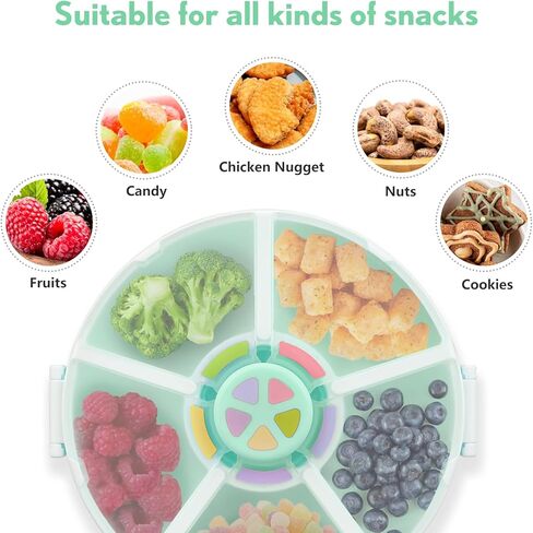 Kids Original Snack Bundle - حاوية للوجبات الخفيفة القابلة لإعادة الاستخدام مع 5 موزع المقصورة والغطاء | BPA و PVC Free | غسالة الصحون آمنة | لا تسرب ، تسرب ، للأطفال الصغار ، المدرسة (الأخضر) in Kuwait