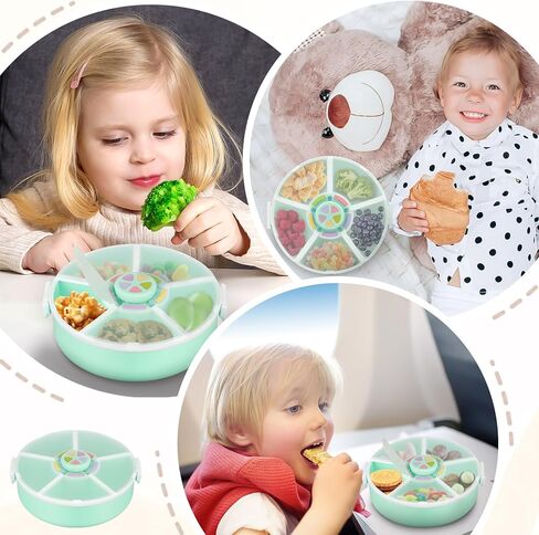 Kids Original Snack Bundle - حاوية للوجبات الخفيفة القابلة لإعادة الاستخدام مع 5 موزع المقصورة والغطاء | BPA و PVC Free | غسالة الصحون آمنة | لا تسرب ، تسرب ، للأطفال الصغار ، المدرسة (الأخضر) in Kuwait