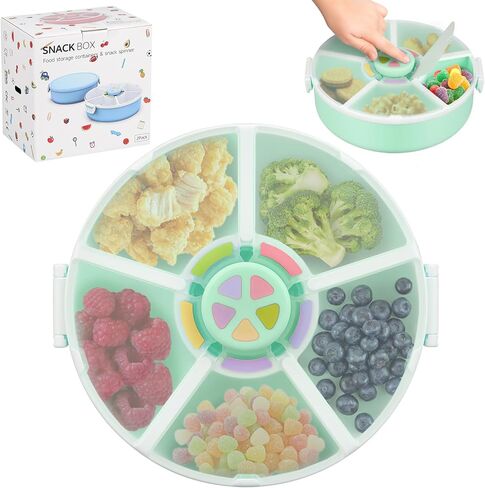Kids Original Snack Bundle - حاوية للوجبات الخفيفة القابلة لإعادة الاستخدام مع 5 موزع المقصورة والغطاء | BPA و PVC Free | غسالة الصحون آمنة | لا تسرب ، تسرب ، للأطفال الصغار ، المدرسة (الأخضر) in Kuwait