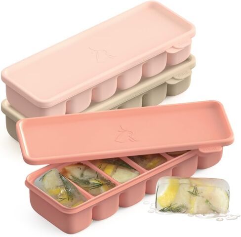 Silicone Freezer Trays with Lid, 2.37oz .3ea Sets 6 Cube - Leak Proof Baby Food Freezer Tray for Breastmilk, Purees, Vegetables - Easy-Release Stackable Ice Cube Trays, Baby Food Jars BPA Free Mix in Saudi Arabia