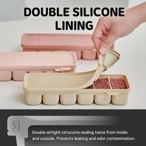 Silicone Freezer Trays with Lid, 2.37oz .3ea Sets 6 Cube - Leak Proof Baby Food Freezer Tray for Breastmilk, Purees, Vegetables - Easy-Release Stackable Ice Cube Trays, Baby Food Jars BPA Free Mix in Saudi Arabia