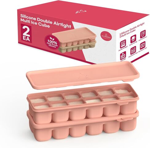 Silicone Freezer Trays with Lid, 2.37oz .3ea Sets 6 Cube - Leak Proof Baby Food Freezer Tray for Breastmilk, Purees, Vegetables - Easy-Release Stackable Ice Cube Trays, Baby Food Jars BPA Free Mix in Saudi Arabia