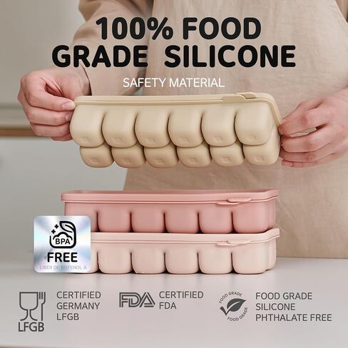Silicone Freezer Trays with Lid, 2.37oz .3ea Sets 6 Cube - Leak Proof Baby Food Freezer Tray for Breastmilk, Purees, Vegetables - Easy-Release Stackable Ice Cube Trays, Baby Food Jars BPA Free Mix in Saudi Arabia