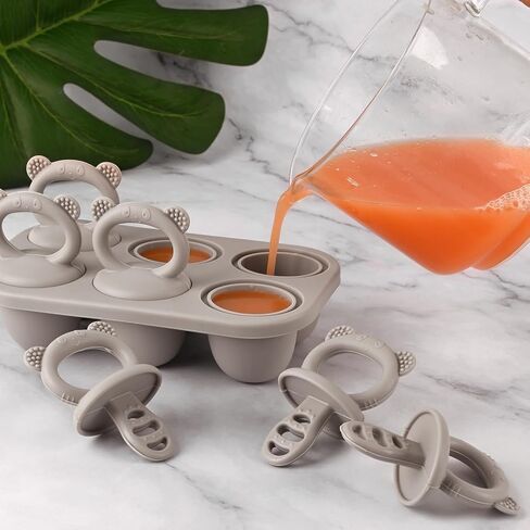 Moukiween Toddler المصاصة القالب حاويات تخزين طعام الأطفال مناسبة لهريس الفاكهة المتجمدة الطازجة وآيس كريم الزبادي مع مقبض صواني فريزر (رمادي) in Kuwait