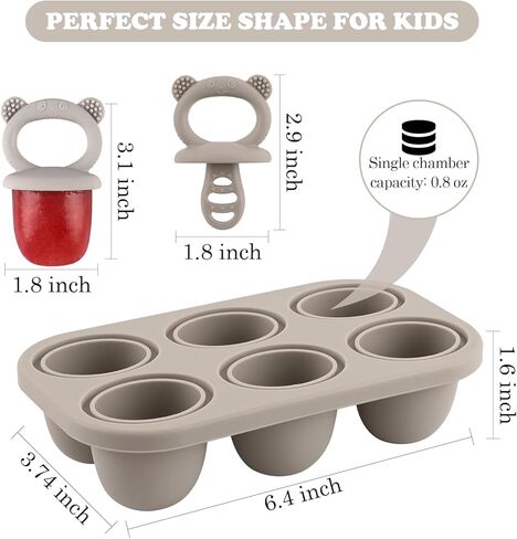 Moukiween Toddler المصاصة القالب حاويات تخزين طعام الأطفال مناسبة لهريس الفاكهة المتجمدة الطازجة وآيس كريم الزبادي مع مقبض صواني فريزر (رمادي) in Kuwait