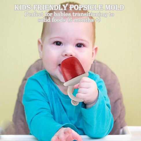 Moukiween Toddler المصاصة القالب حاويات تخزين طعام الأطفال مناسبة لهريس الفاكهة المتجمدة الطازجة وآيس كريم الزبادي مع مقبض صواني فريزر (رمادي) in Kuwait