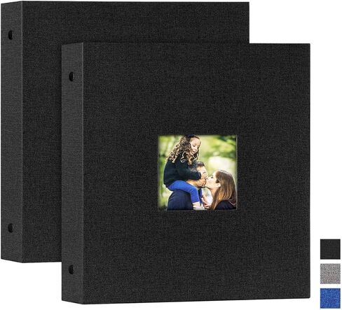 ألبوم صور Lanpn مقاس 6x6، غطاء صلب من الكتان خالٍ من الأحماض ومنزلق في ألبومات الصور يحمل 50 تحميلًا علويًا عموديًا فقط 6x6 صورة (أسود) in Kuwait