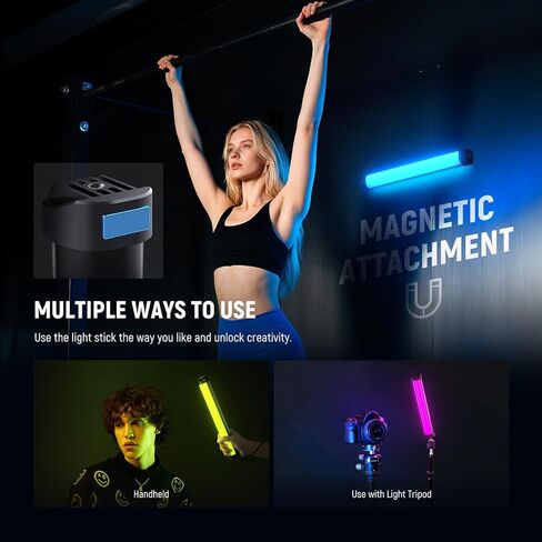 NEEWER Basics 12" Magnetic RGB Light Wand, CRI95 Dimmable 8W LED Handheld Video Tube Lighting Stick with 51 RGB Modes, 2000mAh Battery for YouTube TikTok Camera Streaming Studio Video Recording, SL30 in Saudi Arabia