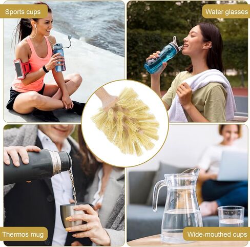 6 PCS فرشاة فرك الطبق الطبيعي مع شعيرات مقبض طويلة من خشب الزان لتنظيف الزجاجات والأكواب والجرار والنظارات والأطباق والرمادية و 13.6 × 2.6 بوصة in Kuwait
