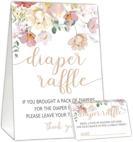 Berry sweet Diaper Raffle Tickets for Baby Shower Game, 1 Standing Sign(5 * 7 Inch) & 50 Guessing Cards for Baby Shower Party Decoration in Kuwait
