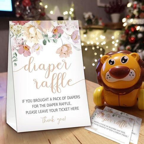 Berry sweet Diaper Raffle Tickets for Baby Shower Game, 1 Standing Sign(5 * 7 Inch) & 50 Guessing Cards for Baby Shower Party Decoration in Kuwait