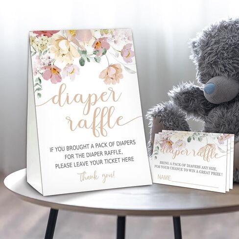 Berry sweet Diaper Raffle Tickets for Baby Shower Game, 1 Standing Sign(5 * 7 Inch) & 50 Guessing Cards for Baby Shower Party Decoration in Kuwait
