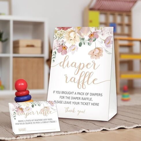 Berry sweet Diaper Raffle Tickets for Baby Shower Game, 1 Standing Sign(5 * 7 Inch) & 50 Guessing Cards for Baby Shower Party Decoration in Kuwait