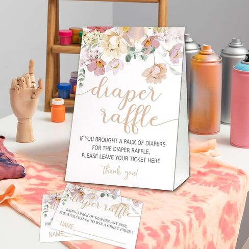 Berry sweet Diaper Raffle Tickets for Baby Shower Game, 1 Standing Sign(5 * 7 Inch) & 50 Guessing Cards for Baby Shower Party Decoration in Kuwait