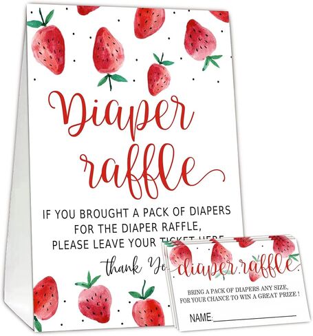 Berry sweet Diaper Raffle Tickets for Baby Shower Game, 1 Standing Sign(5 * 7 Inch) & 50 Guessing Cards for Baby Shower Party Decoration in Kuwait