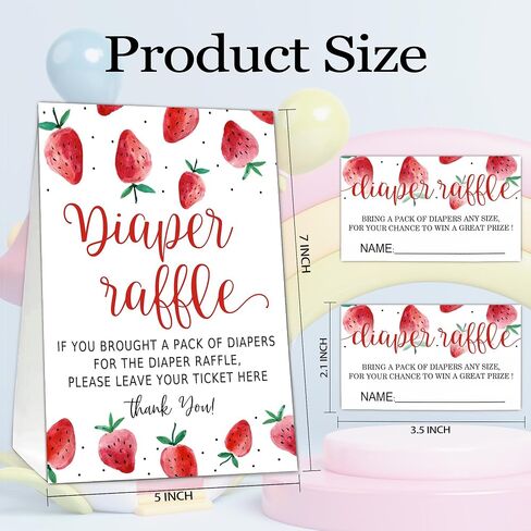 Berry sweet Diaper Raffle Tickets for Baby Shower Game, 1 Standing Sign(5 * 7 Inch) & 50 Guessing Cards for Baby Shower Party Decoration in Kuwait