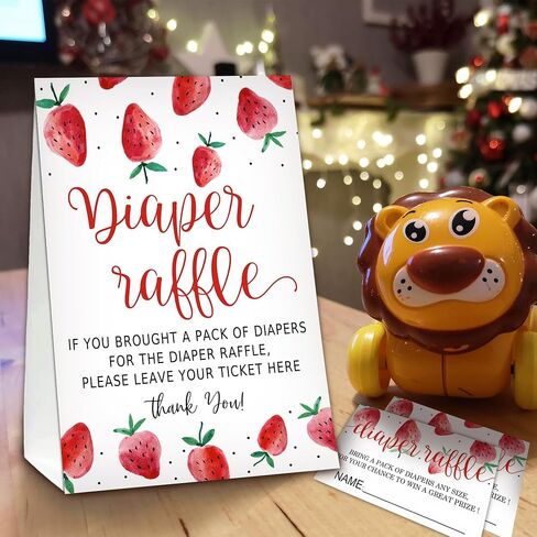 Berry sweet Diaper Raffle Tickets for Baby Shower Game, 1 Standing Sign(5 * 7 Inch) & 50 Guessing Cards for Baby Shower Party Decoration in Kuwait