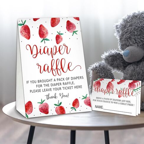 Berry sweet Diaper Raffle Tickets for Baby Shower Game, 1 Standing Sign(5 * 7 Inch) & 50 Guessing Cards for Baby Shower Party Decoration in Kuwait