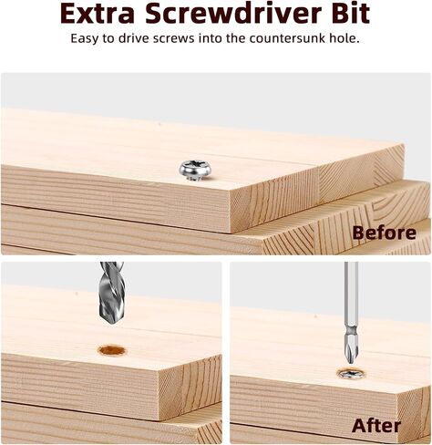 7-Piece Countersink Drill Bit Set with Aluminum Alloy Stop Collar, a Screwdriver Bit, 5 HSS M2 Tapered Bits and a Wrench, 1/4" Hex Shank Countersink Drill Bit for Woodworking in Saudi Arabia