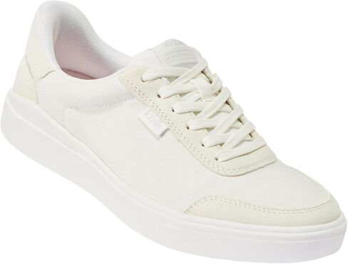 Kizik Slip on Sneakers: Prague 2 - Court Style ، Canvas 4 اتجاهات مع تفاصيل من جلد الغزال ، أحذية غير رسمية للنساء ، الراحة الحرة في الأيدي - عرض Wide Wide Wide in Saudi Arabia