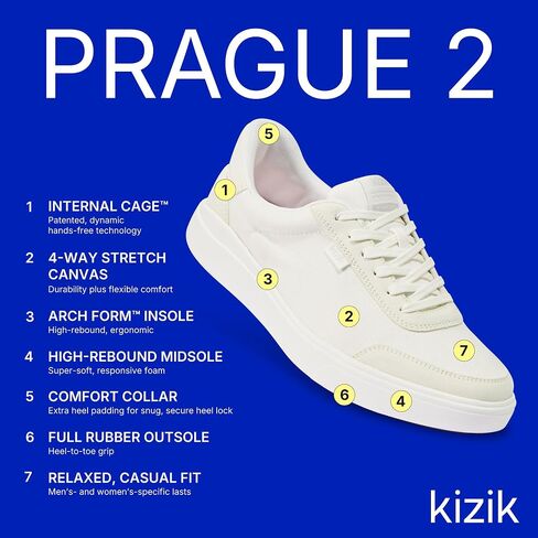 Kizik Slip on Sneakers: Prague 2 - Court Style ، Canvas 4 اتجاهات مع تفاصيل من جلد الغزال ، أحذية غير رسمية للنساء ، الراحة الحرة في الأيدي - عرض Wide Wide Wide in Saudi Arabia