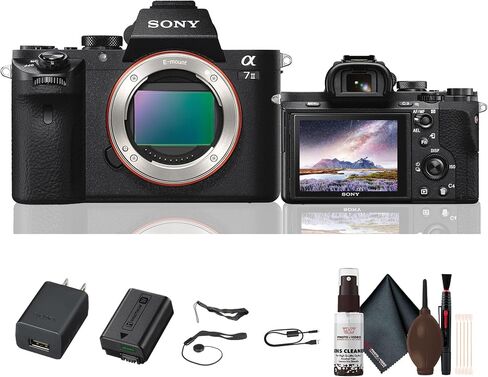 Sony Alpha A7 II ILCE-7M2/B كاميرا كاميرا كاملة الإطار | مستشعر 24.3 ميجابكسل ، استقرار 5 محاور في الجسم ، التركيز التلقائي السريع السريع ، طقم فيديو HD الكامل HD in Saudi Arabia