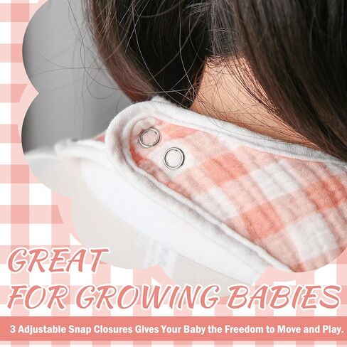 6 Pack Baby Muslin Bibs for Girls Boys Adjustable 100% Cotton Soft for Drooling and Teething Organic Lap-Shoulder in Saudi Arabia