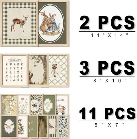 16 PCS Kids Wall Art Decor, Baby Girl & Boy Nursery Decor, Toddler Room Bedroom Playroom Decor, Cute Colorful Animal Eclectic Gallery Wall Prints in Saudi Arabia
