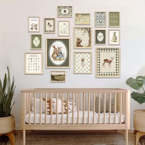 16 PCS Kids Wall Art Decor, Baby Girl & Boy Nursery Decor, Toddler Room Bedroom Playroom Decor, Cute Colorful Animal Eclectic Gallery Wall Prints in Saudi Arabia