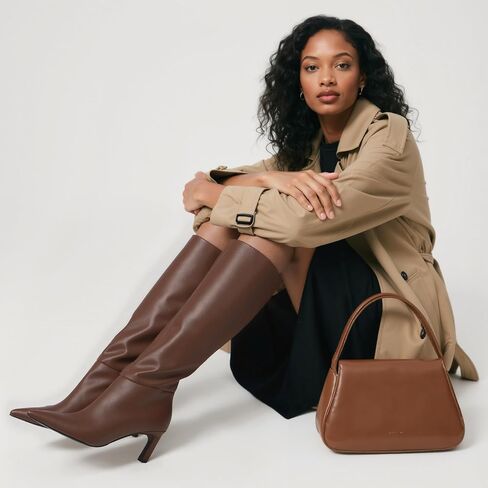 أحذية عالية للنساء للنساء 2.56 "كعب هريرة مسجلة إصبع القدم في الخريف فستان الشتاء بأحذية طويلة للنساء in Kuwait