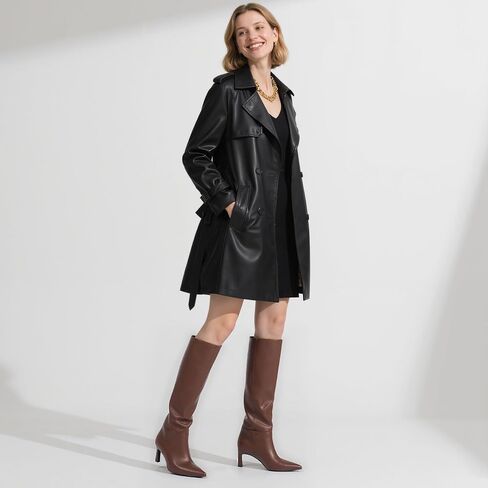 أحذية عالية للنساء للنساء 2.56 "كعب هريرة مسجلة إصبع القدم في الخريف فستان الشتاء بأحذية طويلة للنساء in Kuwait