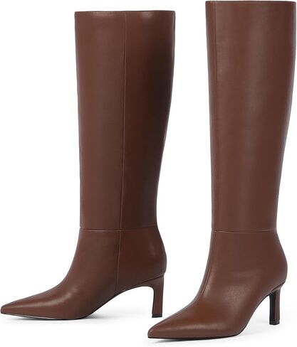 أحذية عالية للنساء للنساء 2.56 "كعب هريرة مسجلة إصبع القدم في الخريف فستان الشتاء بأحذية طويلة للنساء in Kuwait