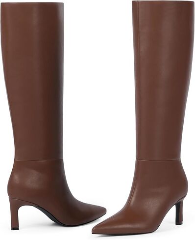 أحذية عالية للنساء للنساء 2.56 "كعب هريرة مسجلة إصبع القدم في الخريف فستان الشتاء بأحذية طويلة للنساء in Kuwait