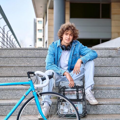 حقيبة ظهر شفافة من Mommore مصنوعة من مادة PVC سميكة وشديدة التحمل مع زخرفة جلدية بسعة كبيرة يمكن رؤيتها من خلال حقيبة الظهر in Kuwait