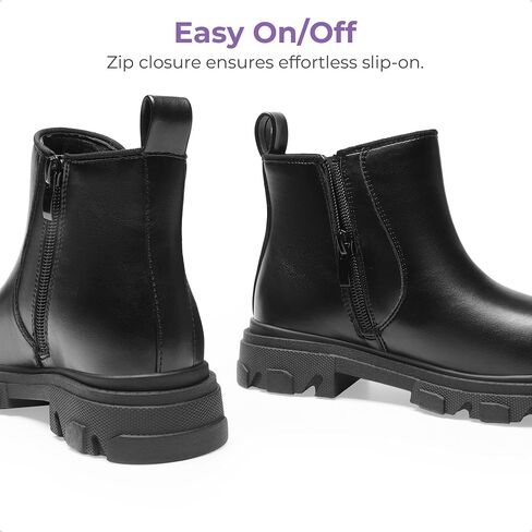 DREAM PAIRS Girls Chelsea Boots Side Zipper Interchangeable Accessories Ankle Booties Toddler/Little Kid/Big Kid in Kuwait