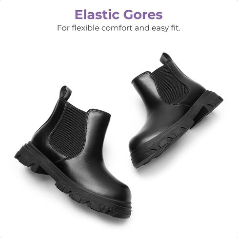 DREAM PAIRS Girls Chelsea Boots Side Zipper Interchangeable Accessories Ankle Booties Toddler/Little Kid/Big Kid in Kuwait