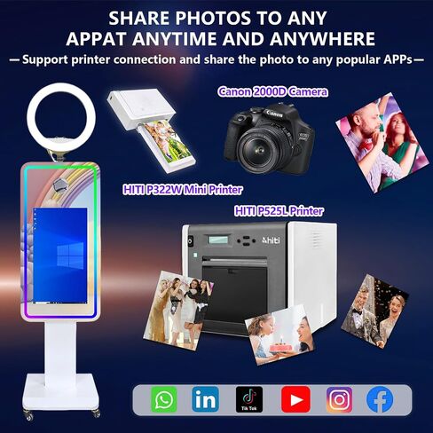 Magic Mirror 21.5" Touch Screen Mirror Photo Booth Selfie Photobooth Machine with DSLR Camera for Event Rental Wedding Party in Kuwait