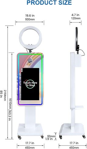 Magic Mirror 21.5" Touch Screen Mirror Photo Booth Selfie Photobooth Machine with DSLR Camera for Event Rental Wedding Party in Kuwait